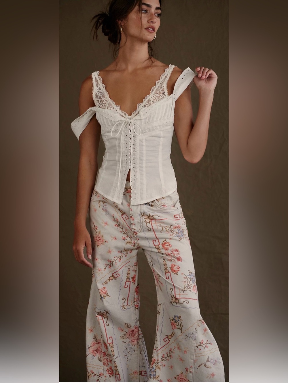 Free people Eden flare printed jeans NWT